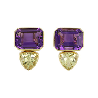 Mazza 14K Gold Amethyst and Citrine Clip Earrings