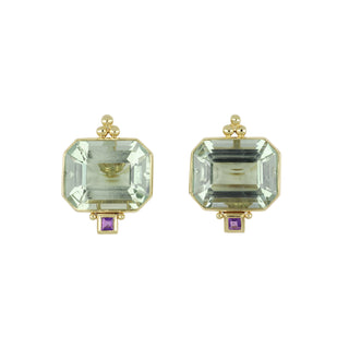 Mazza 14K Gold Green Amethyst Earrings