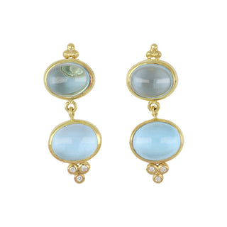 Mazza 14K Cabochon Blue Topaz Drop Earrings with Diamonds