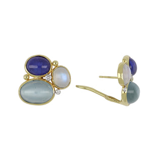Mazza 14K Blue Gemstone Cluster Clip Earrings