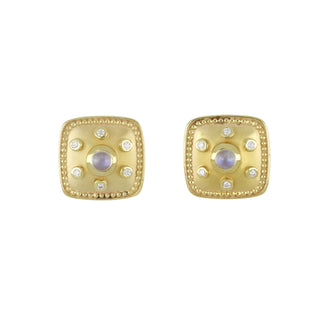 Mazza 14K Gold Moonstone and Diamond Earrings