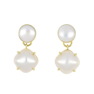 Mazza 14K Double Pearl Drop Earrings