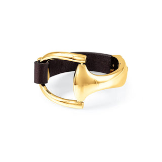 Vincent Peach 14K Snaffle Bit Leather Bracelet