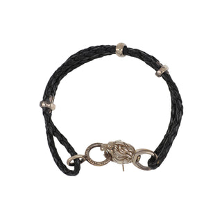 Deakin & Francis Sterling Silver Lion Head Leather Bracelet