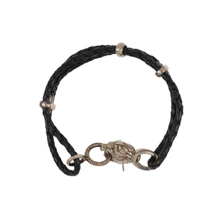 Deakin & Francis Sterling Silver Lion Head Leather Bracelet