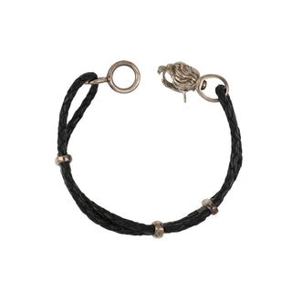 Deakin & Francis Sterling Silver Lion Head Leather Bracelet