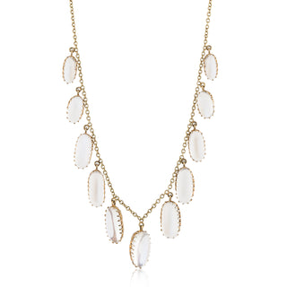 Victorian 15K Gold Moonstone Fringe Necklace