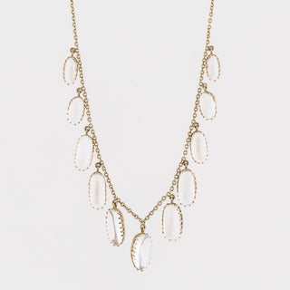 Victorian 15K Gold Moonstone Fringe Necklace