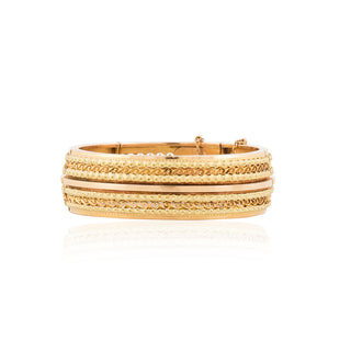 Victorian 18K Gold Multi-Row Hinged Bangle Bracelet