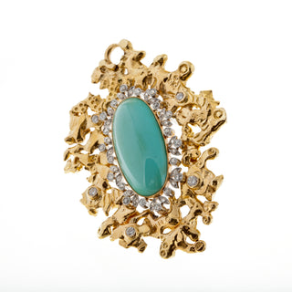 Jean Mahie 22K Gold Turquoise Pendant Necklace with Diamonds