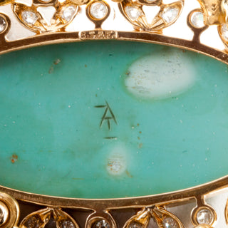 Jean Mahie 22K Gold Turquoise Pendant Necklace with Diamonds