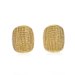 Estate David Webb 18K Gold Textured Snakeskin Clip Earrings