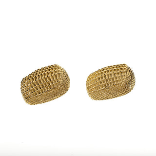 Estate David Webb 18K Gold Textured Snakeskin Clip Earrings