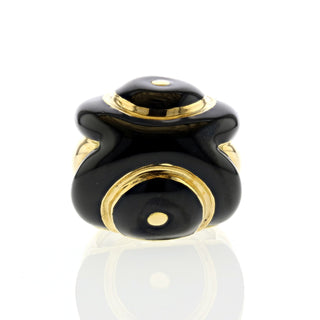 Vintage David Webb 18K Gold Black Enamel Domed Ring