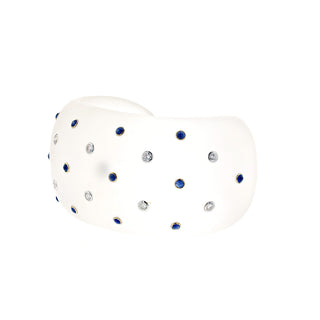 Estate Trianon Two-Tone Rock Crystal Cuff Bracelet with Diamonds