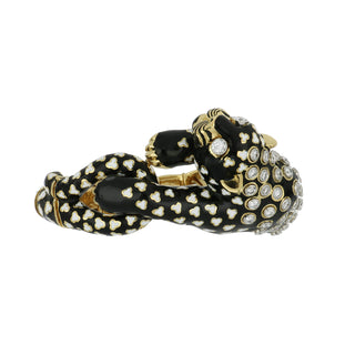 Vintage David Webb Two-Tone Enamel & Diamond Leopard Bracelet