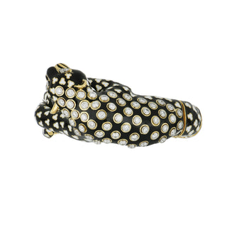 Vintage David Webb Two-Tone Enamel & Diamond Leopard Bracelet