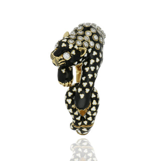Vintage David Webb Two-Tone Enamel & Diamond Leopard Bracelet