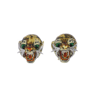Vintage 18K Gold Diamonds Clip Earrings