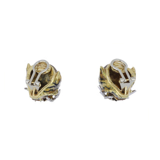 Vintage 18K Gold Diamonds Clip Earrings