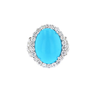Estate 18K White Gold Natural Turquoise and Diamond Jewelry Suite