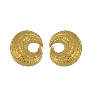 Estate David Webb 18K Gold Hammered Swirl Earrings