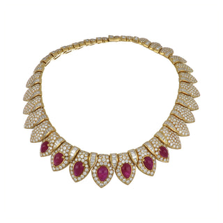 Important Eric Bertrand Cabochon Ruby & Diamond Jewelry Suite