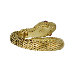 Vintage David Webb 18K Gold & Platinum Gemset Snake Wrap Bracelet