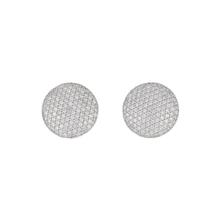 Estate 18K White Gold Diamond Button Earrings