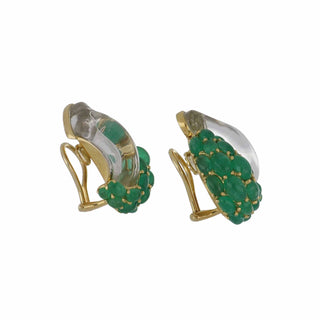 Seaman Schepps Rock Crystal and Cabochon Emerald Half Link Earrings