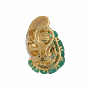 Seaman Schepps Rock Crystal and Cabochon Emerald Half Link Earrings