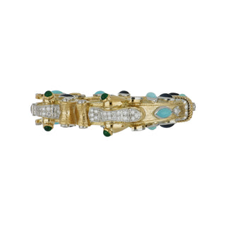 Estate David Webb 'Ancient  World Couture" Multi Gem Bangle Bracelet