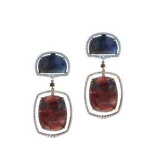 18K Gold Sapphire Drop Earrings with Diamond