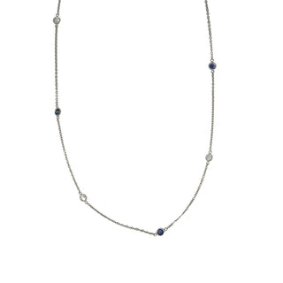 Tenenbaum 18K White Gold Sapphire & Diamonds By The Yard Necklace