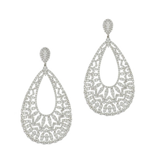 Estate 18K White Gold Diamond Drop Earrings