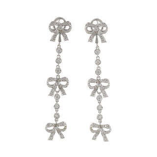 Tenenbaum Triple Bow Diamond Drop Earrings