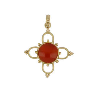 Estate 18K Gold Coral Open Loop Quatrefoil Pendant