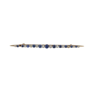 Edwardian 14K Rose Gold Sapphire & Natural Pearl Pin