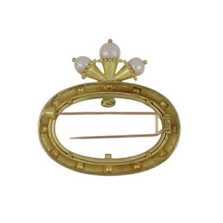 Elizabeth Locke 18K  Venetian Glass Intaglio Brooch with Pearls