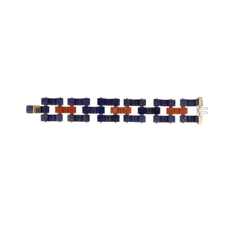 Aletto Brothers 18K Gold Coral and Lapis Bridge Link Bracelet