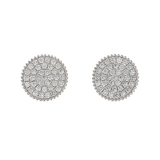 18K White Gold Diamond Disc Stud Earrings