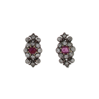 Victorian Ruby & Diamond Stud Earrings