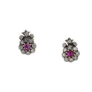 Victorian Ruby & Diamond Stud Earrings
