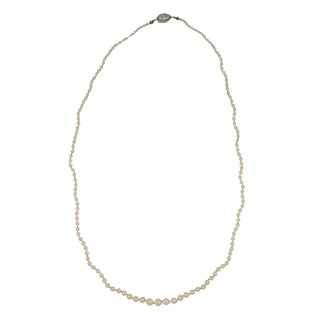 Antique Platinum Graduated Natural Pearl Strand with Diamond Clasp