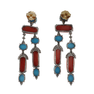 Tenenbaum Sterling Silver Turquoise, Coral & Diamond Jewelry Suite