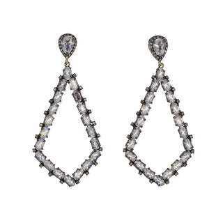 Sterling Silver Moonstone Drop Earrings with Diamonds