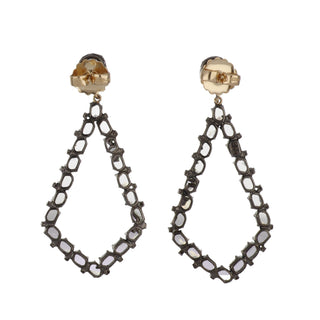 Sterling Silver Moonstone Drop Earrings with Diamonds