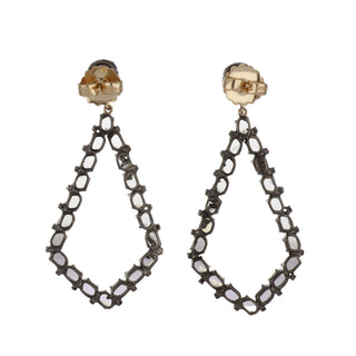 Sterling Silver Moonstone Drop Earrings with Diamonds