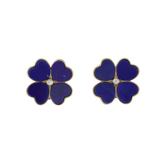 Tenenbaum Lapis Flower Stud Earrings with Diamonds