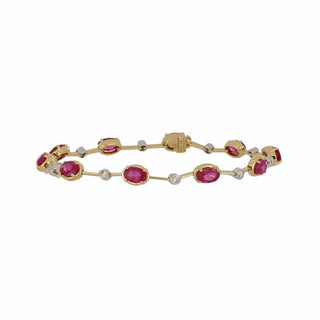 Vintage 1990 Two-Tone 18K Gold Ruby Bracelet with Diamonds